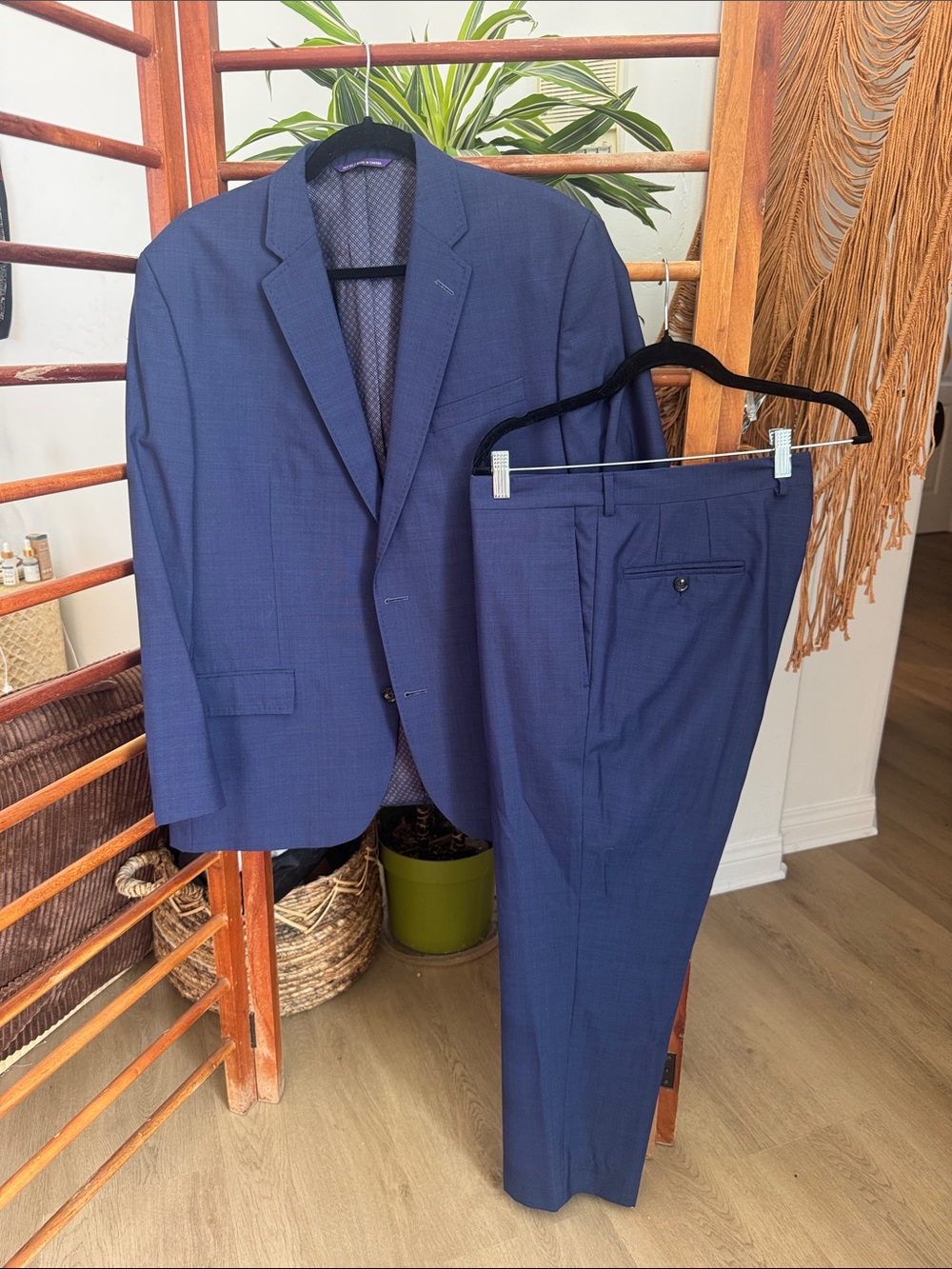Ted Baker Men's Blue Two-Piece 100% Wool Suit Jacket & Trousers